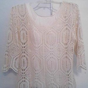 ADIVA Off White Crochet Top in Large with Small Cami